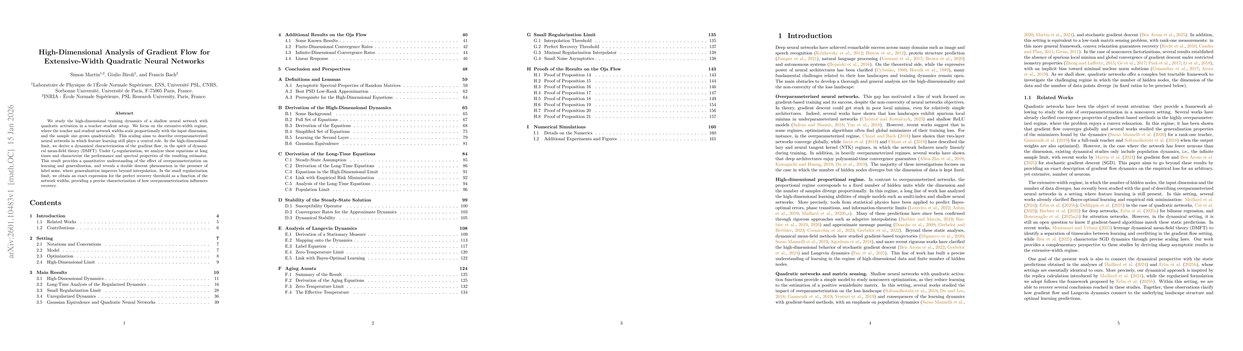 Thumbnail for High-Dimensional Analysis of Gradient Flow for Extensive-Width Quadratic Neural Networks