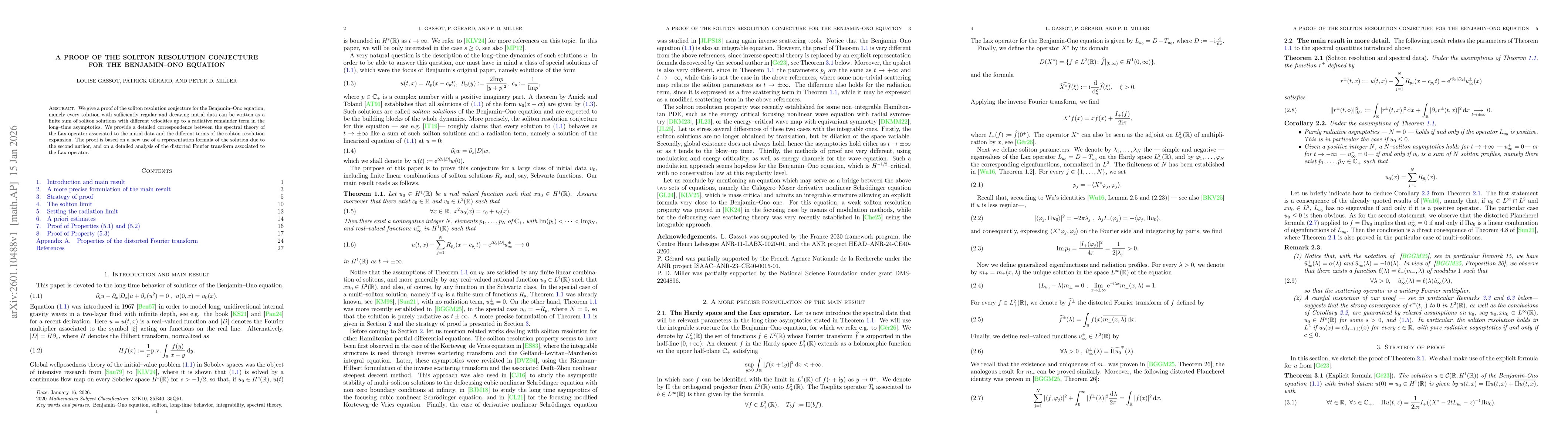 Thumbnail for A proof of the soliton resolution conjecture for the Benjamin--Ono equation