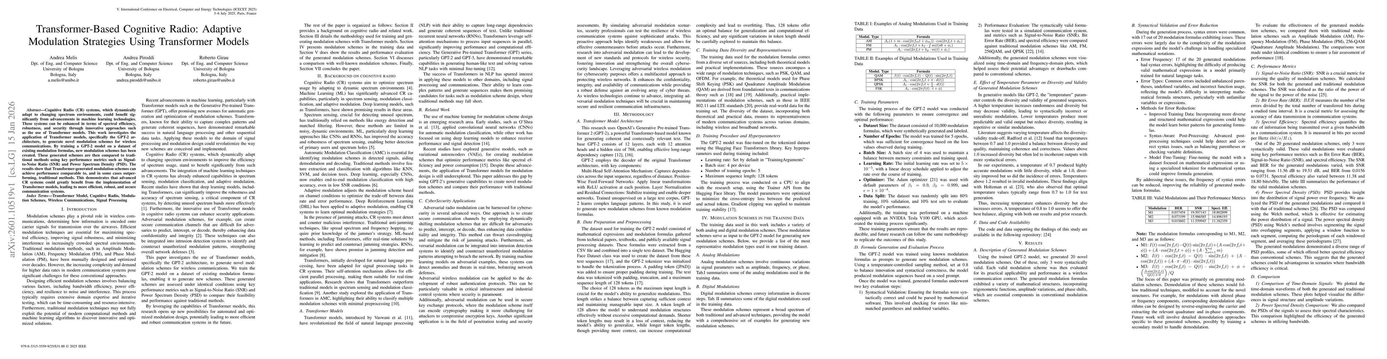 Thumbnail for Transformer-Based Cognitive Radio: Adaptive Modulation Strategies Using Transformer Models