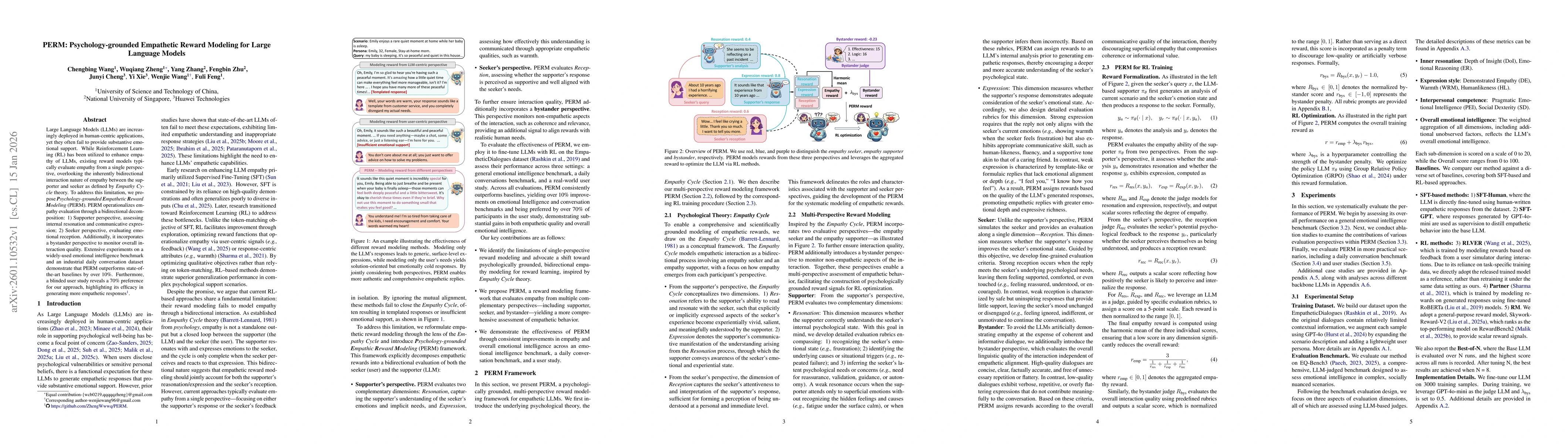 Thumbnail for PERM: Psychology-grounded Empathetic Reward Modeling for Large Language Models