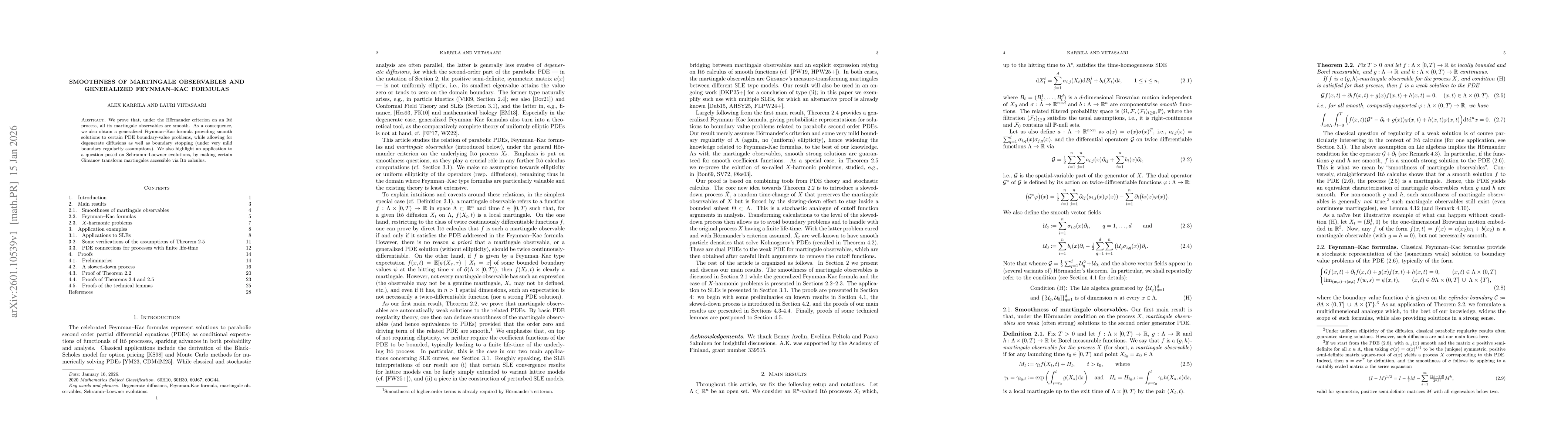 Thumbnail for Smoothness of martingale observables and generalized Feynman-Kac formulas