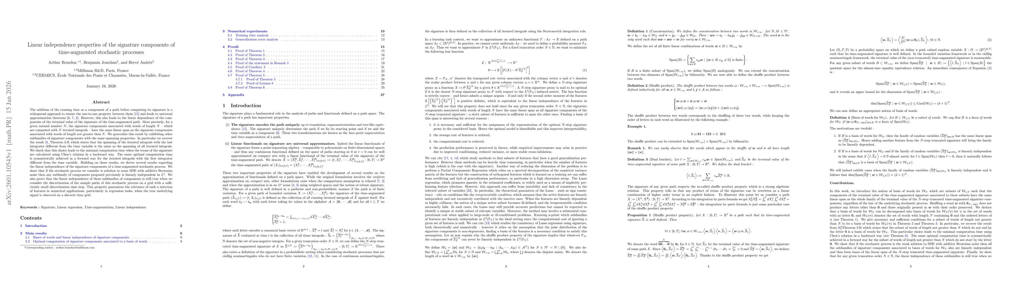 Thumbnail for Linear independence properties of the signature components of time-augmented stochastic processes