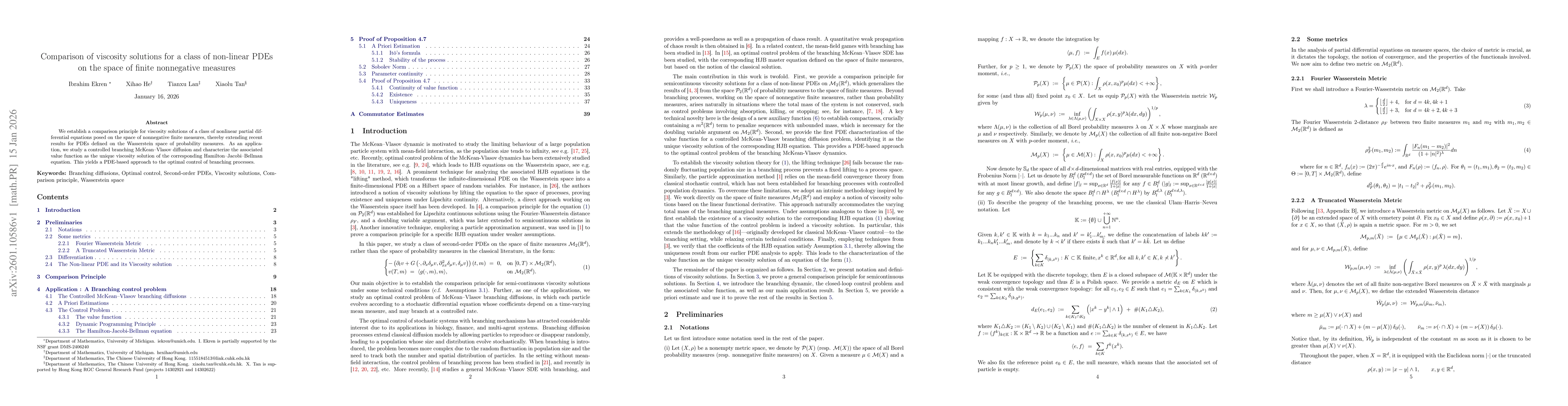 Thumbnail for Comparison of viscosity solutions for a class of non-linear PDEs on the space of finite nonnegative measures