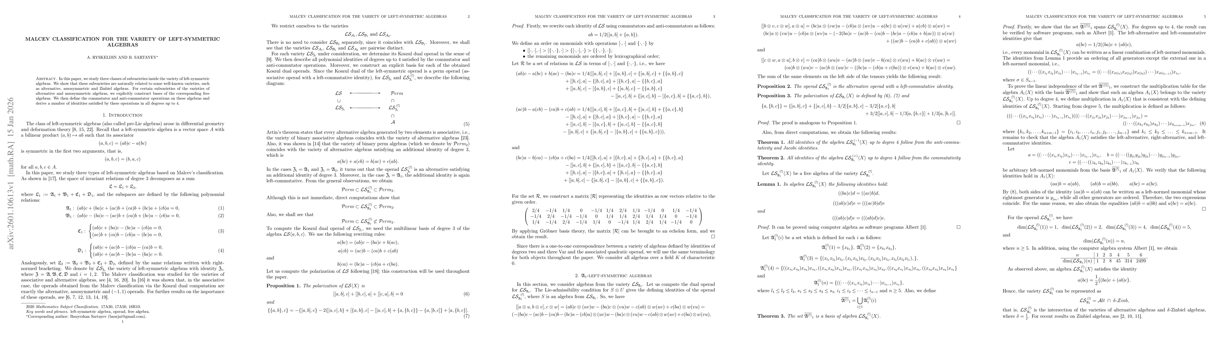 Thumbnail for Malcev classification for the variety of left-symmetric algebras