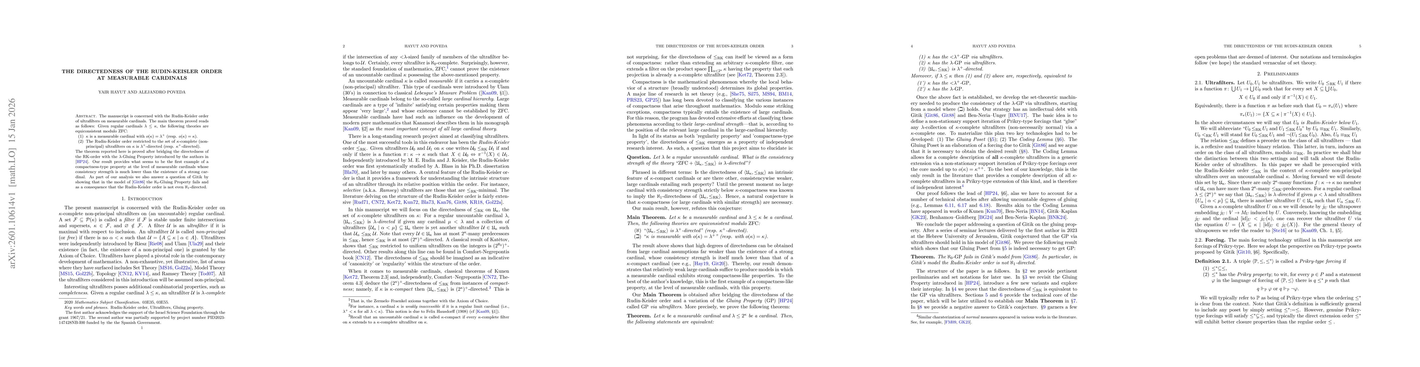 Thumbnail for The directedness of the Rudin-Keisler order at measurable cardinals