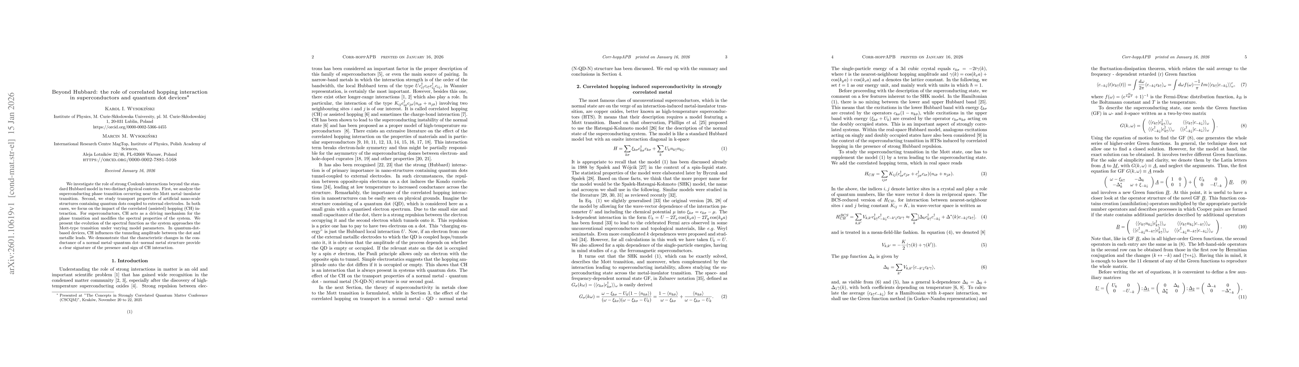 Thumbnail for Beyond Hubbard: the role of correlated hopping interaction in superconductors and quantum dot devices