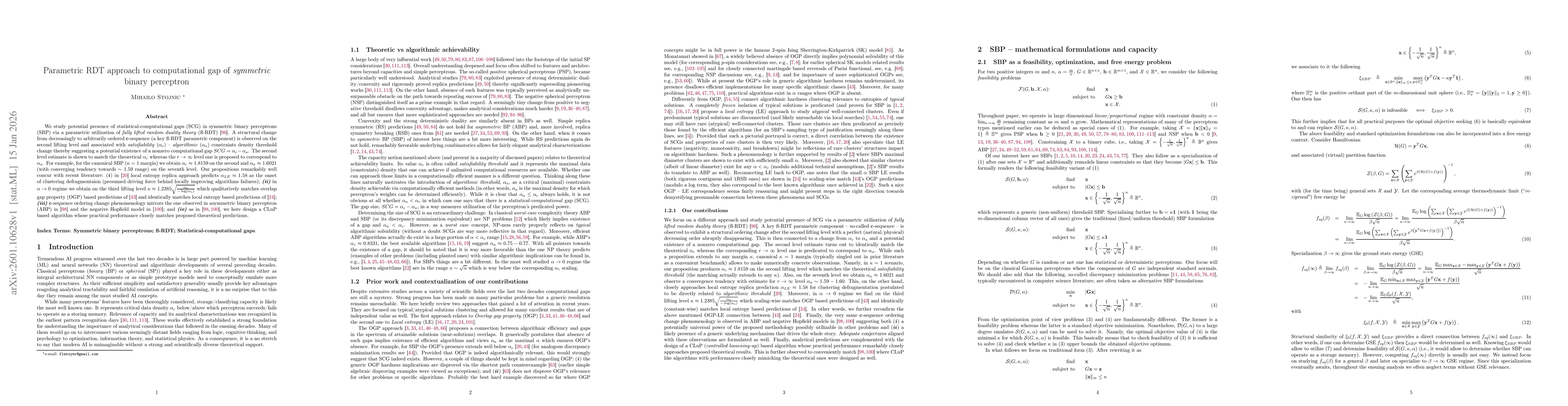 Thumbnail for Parametric RDT approach to computational gap of symmetric binary perceptron