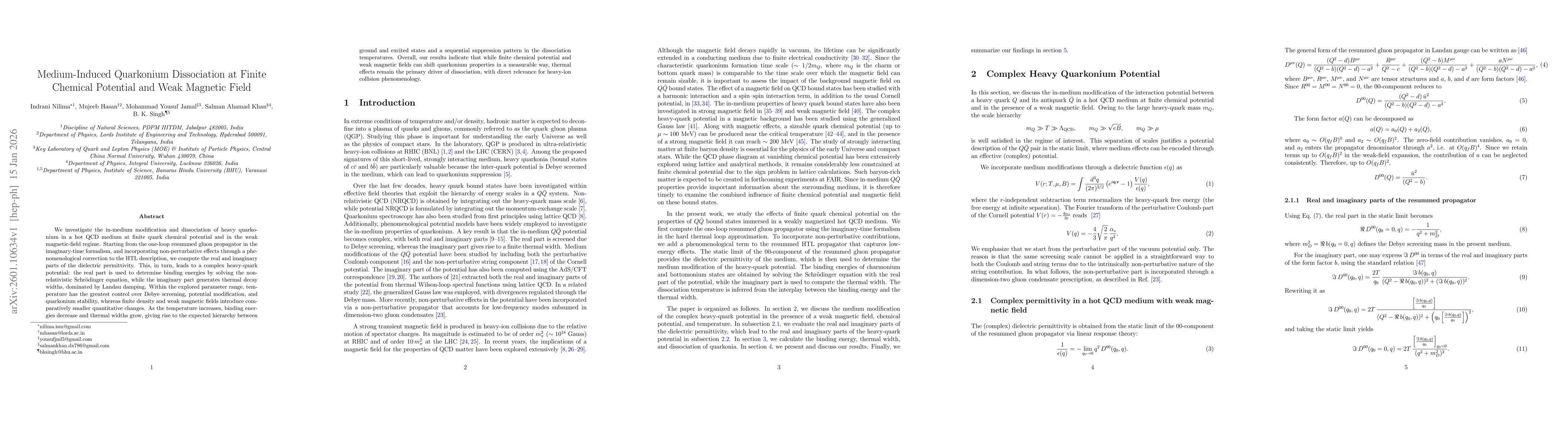 Thumbnail for Medium-Induced Quarkonium Dissociation at Finite Chemical Potential and Weak Magnetic Field