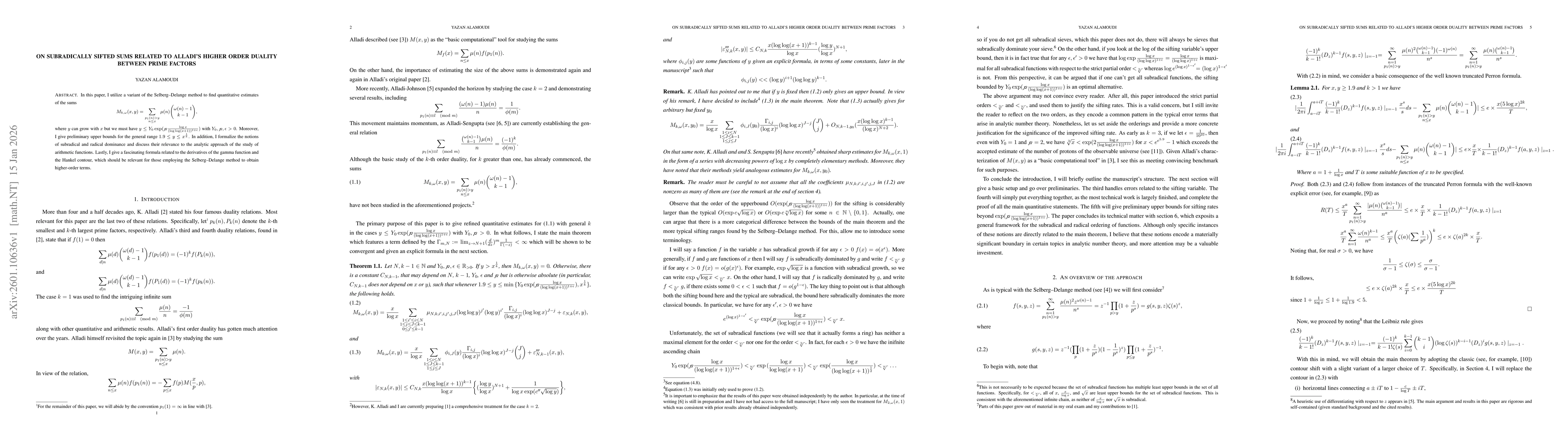 Thumbnail for On subradically sifted sums related to Alladi's higher order duality between prime factors