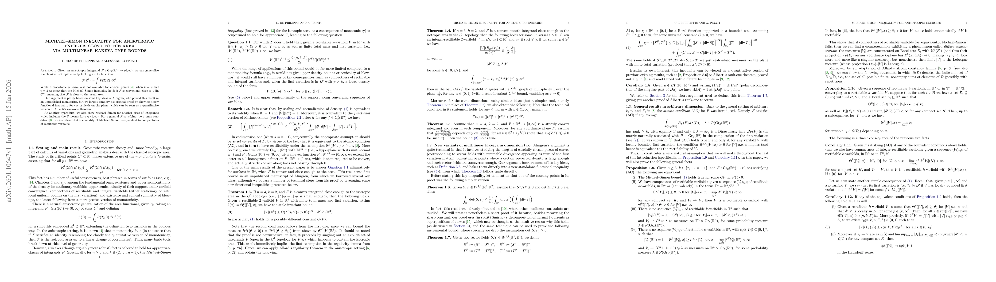 Thumbnail for Michael-Simon inequality for anisotropic energies close to the area via multilinear Kakeya-type bounds