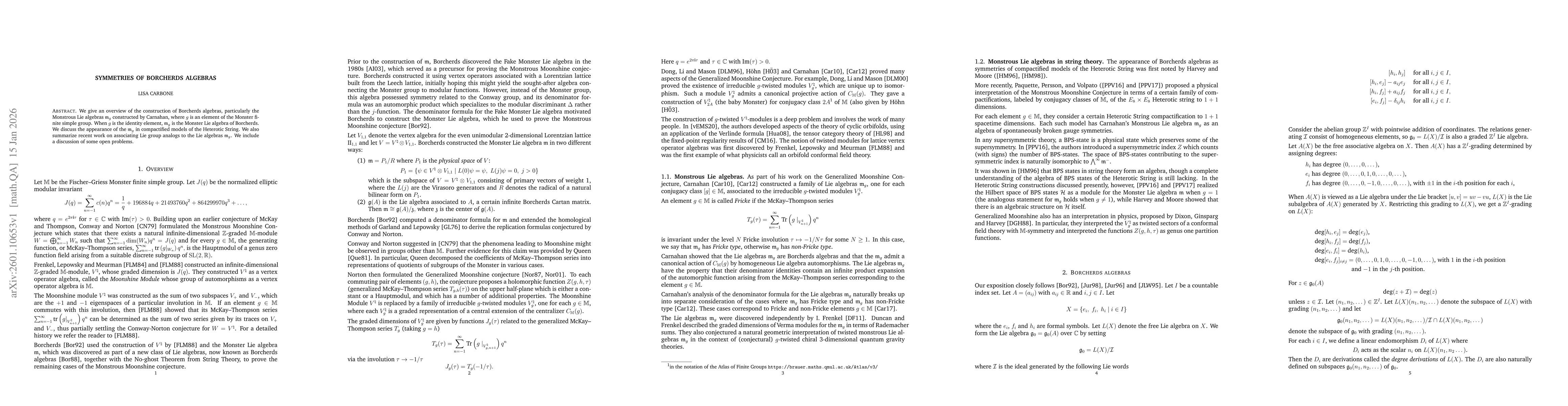 Thumbnail for Symmetries of Borcherds algebras