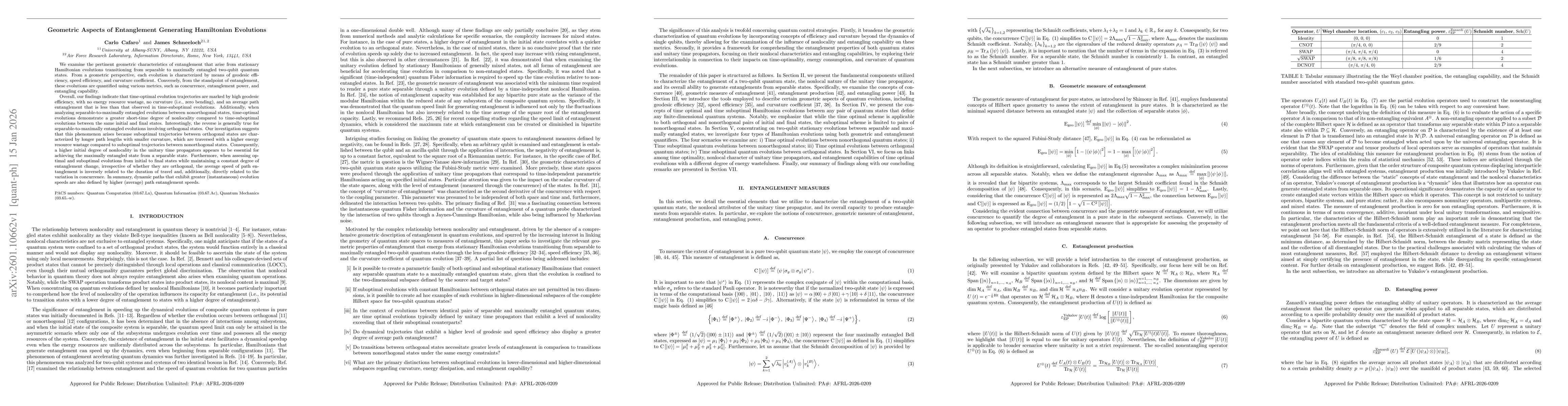 Thumbnail for Geometric Aspects of Entanglement Generating Hamiltonian Evolutions