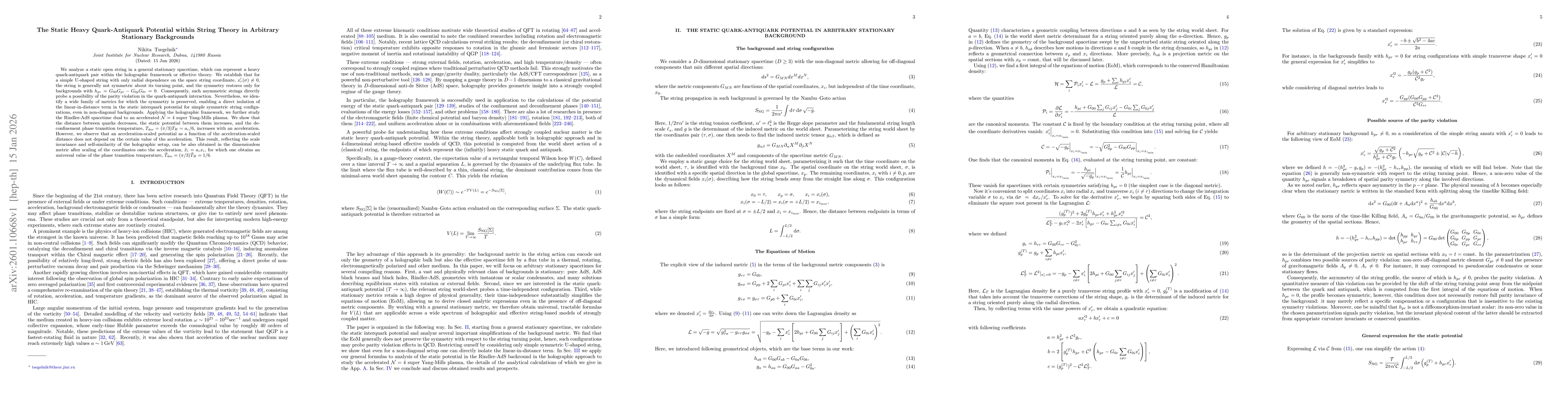 Thumbnail for The Static Heavy Quark-Antiquark Potential within String Theory in Arbitrary Stationary Backgrounds