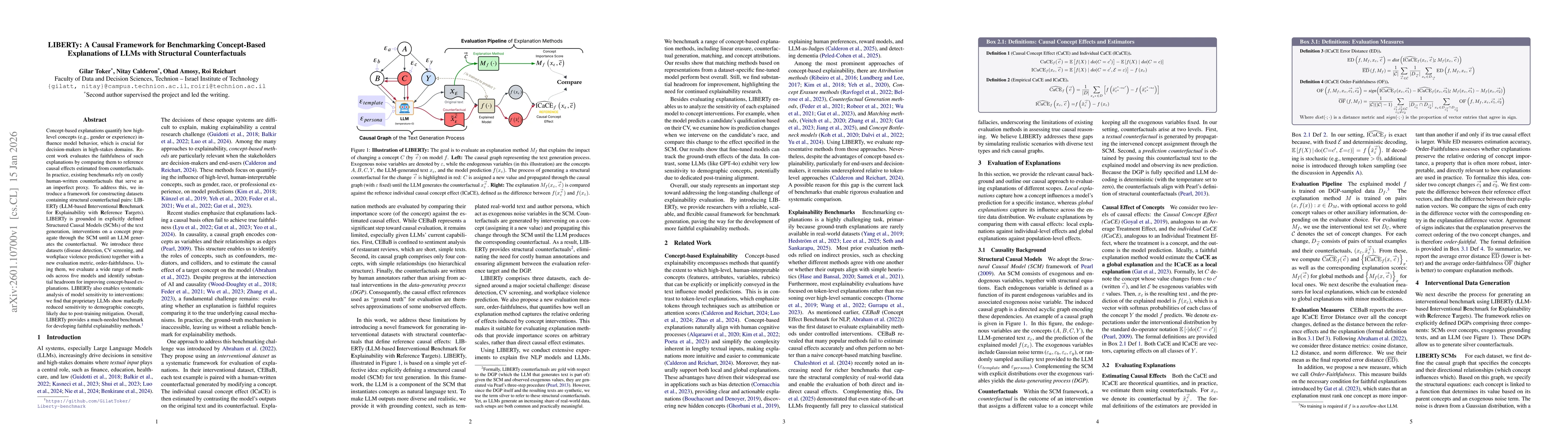 Thumbnail for LIBERTy: A Causal Framework for Benchmarking Concept-Based Explanations of LLMs with Structural Counterfactuals