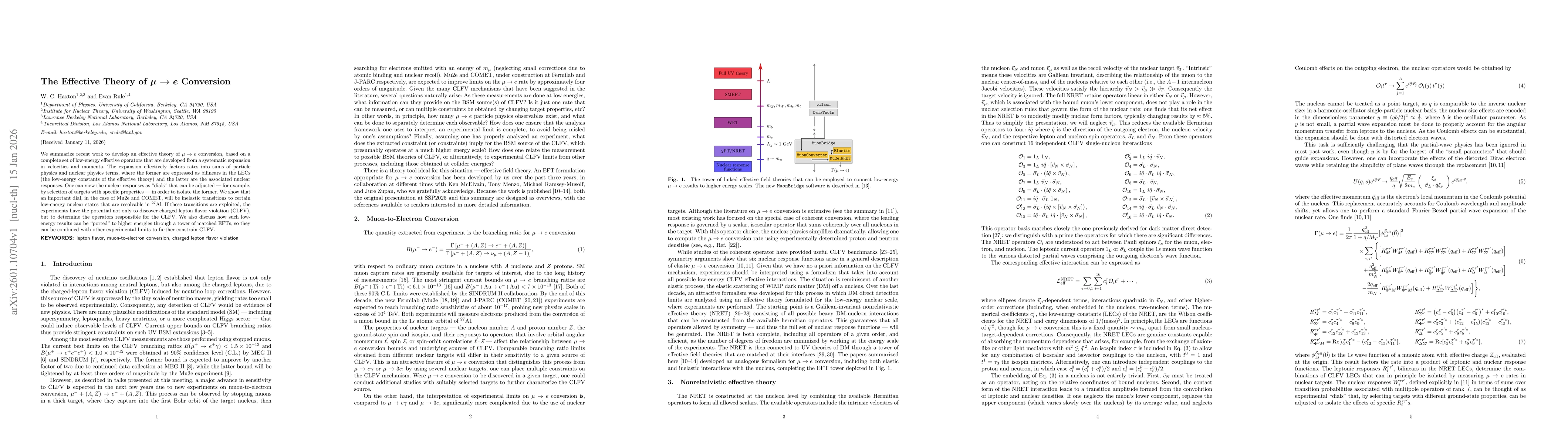 Thumbnail for The Effective Theory of Muon-to-Electron Conversion