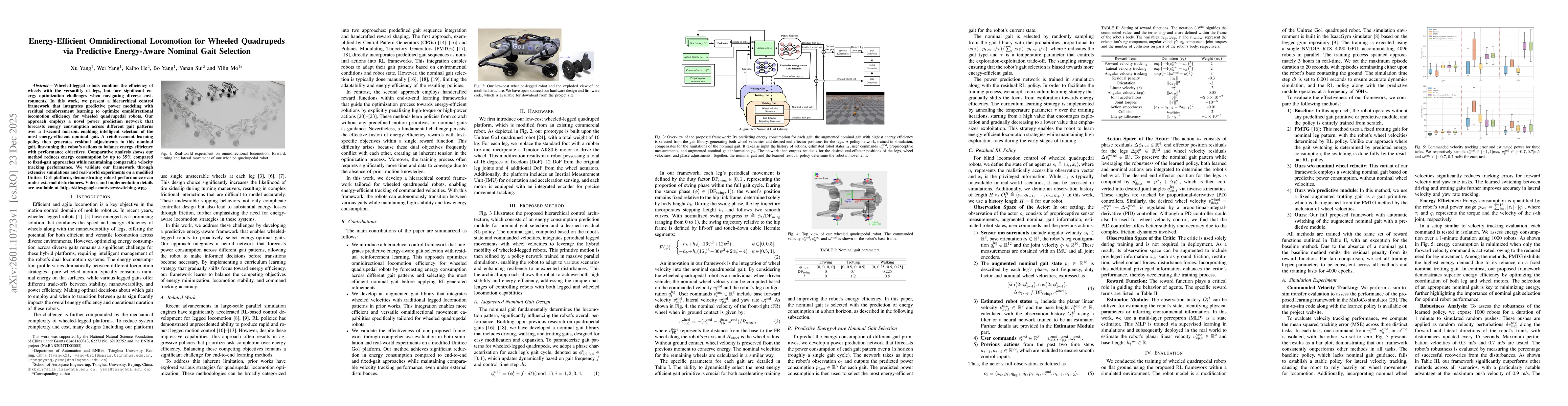 Thumbnail for Energy-Efficient Omnidirectional Locomotion for Wheeled Quadrupeds via Predictive Energy-Aware Nominal Gait Selection