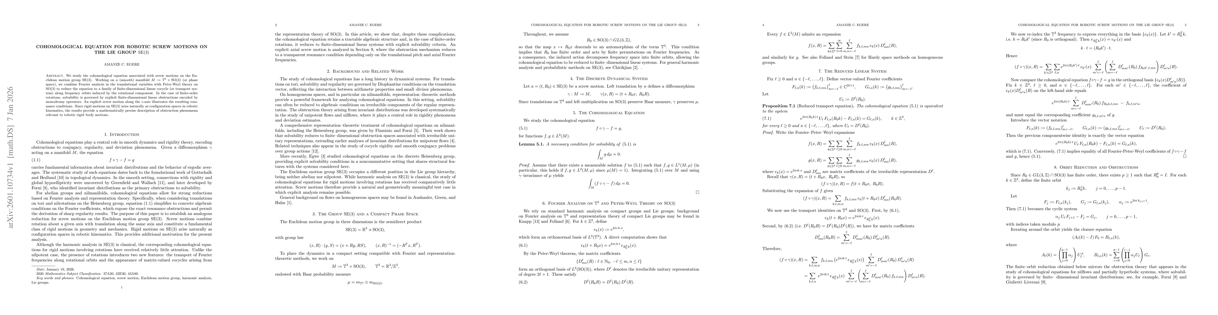 Thumbnail for Cohomological Equation for Robotic Screw Motion on the Lie Group SE(3)