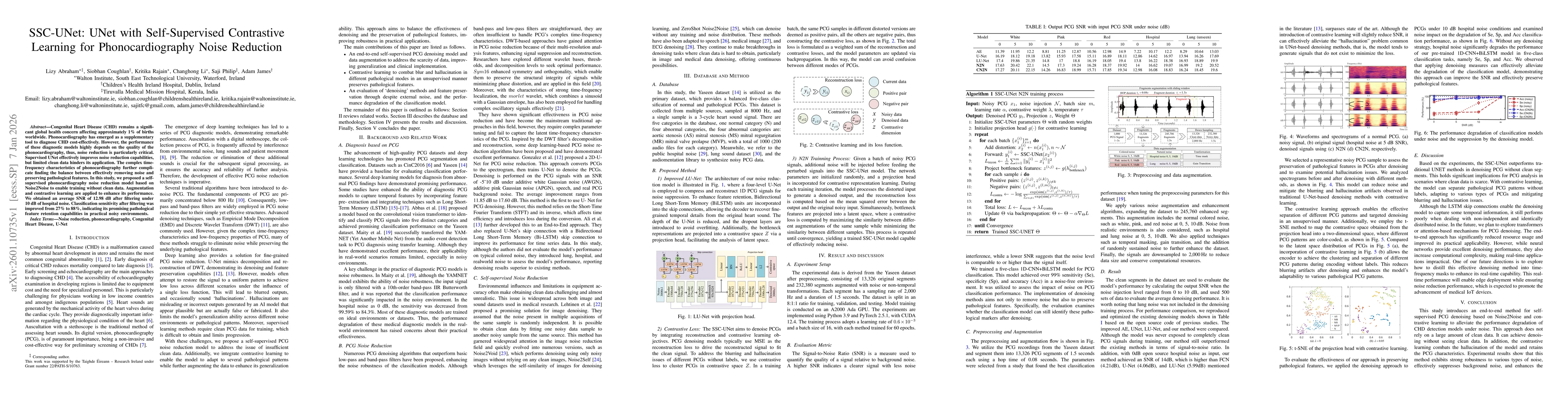 Thumbnail for SSC-UNet: UNet with Self-Supervised Contrastive Learning for Phonocardiography Noise Reduction