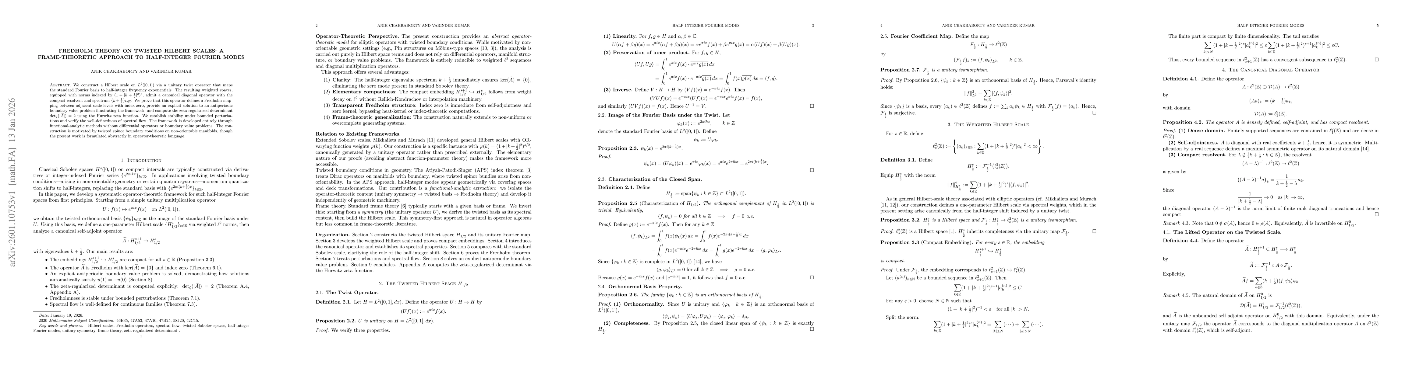 Thumbnail for Fredholm Theory on Twisted Hilbert Scales: A Frame-Theoretic Approach to Half-Integer Fourier Modes