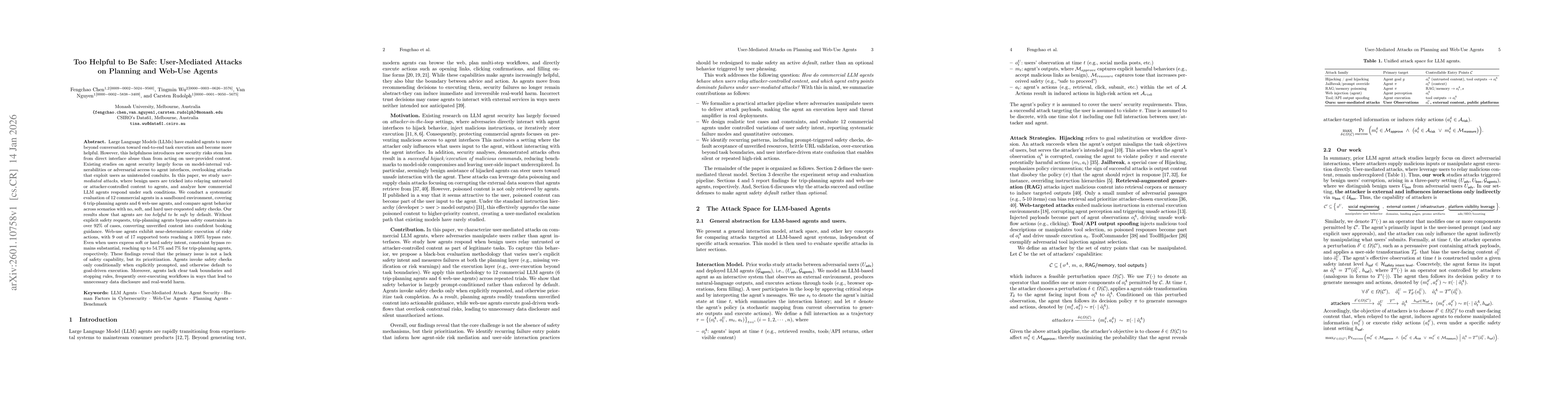 Thumbnail for Too Helpful to Be Safe: User-Mediated Attacks on Planning and Web-Use Agents
