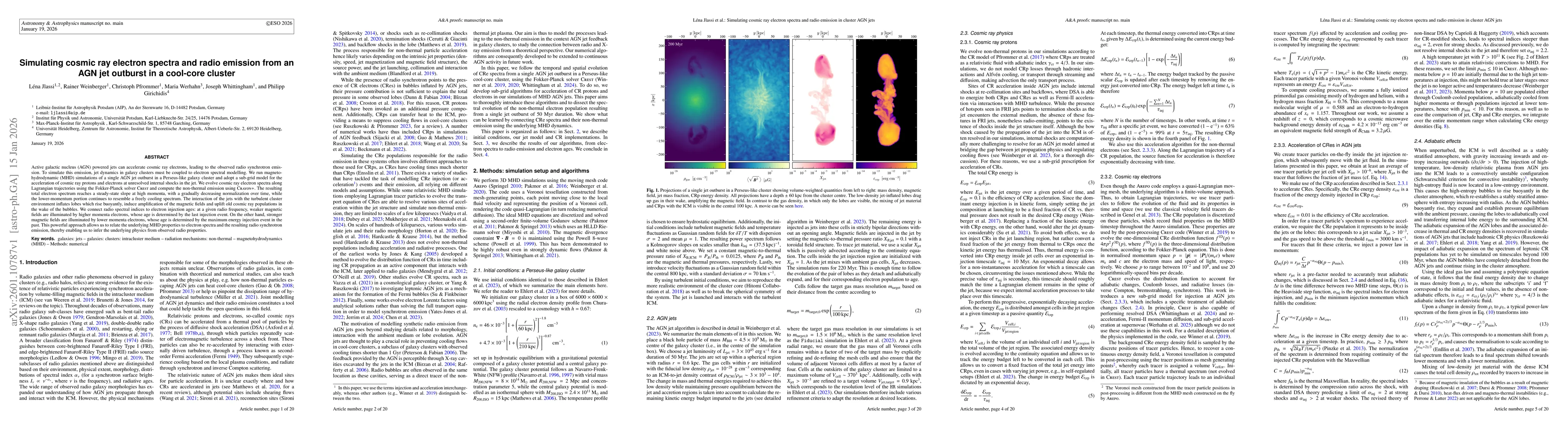 Thumbnail for Simulating cosmic ray electron spectra and radio emission from an AGN jet outburst in a cool-core cluster