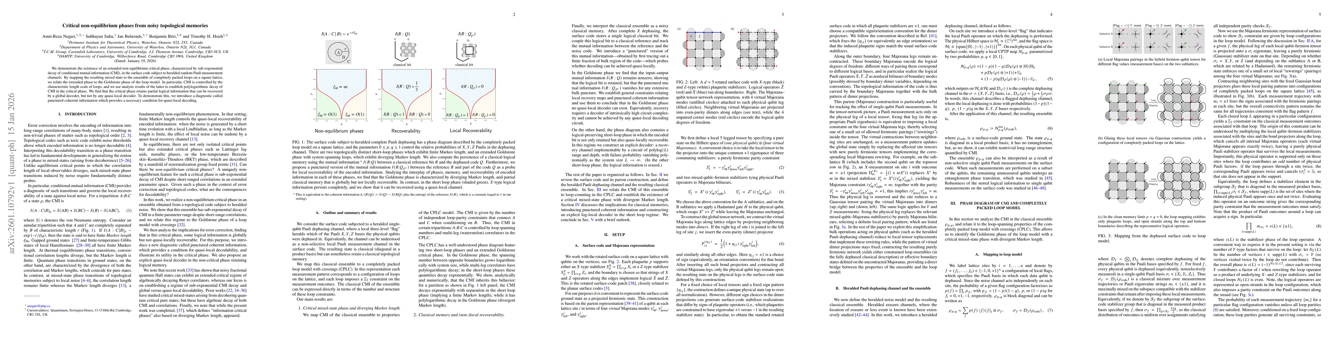 Thumbnail for Critical non-equilibrium phases from noisy topological memories