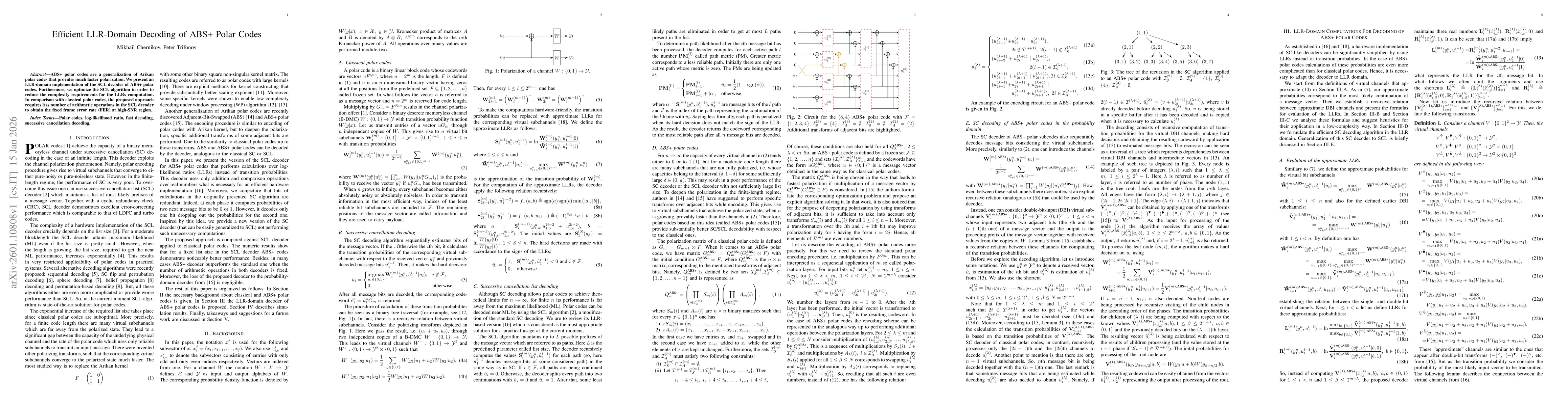 Thumbnail for Efficient LLR-Domain Decoding of ABS+ Polar Codes