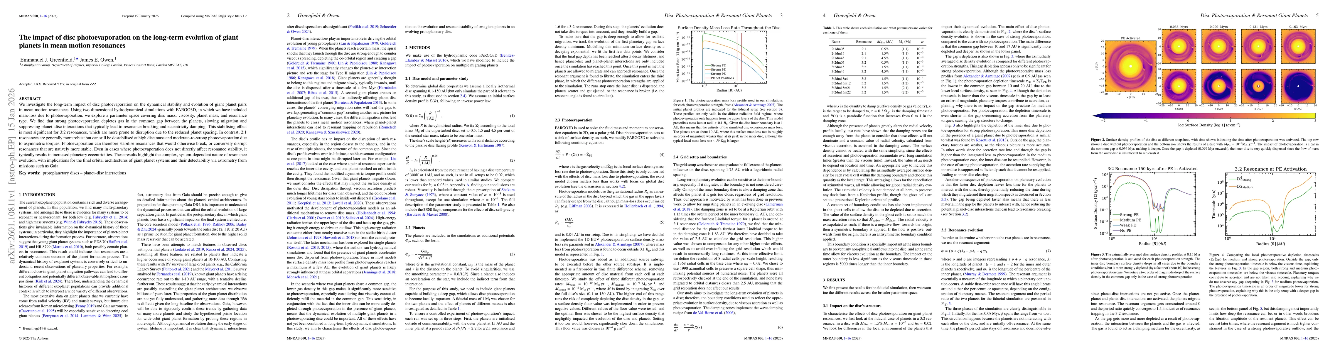 Thumbnail for The impact of disc photoevaporation on the long-term evolution of giant planets in mean motion resonances