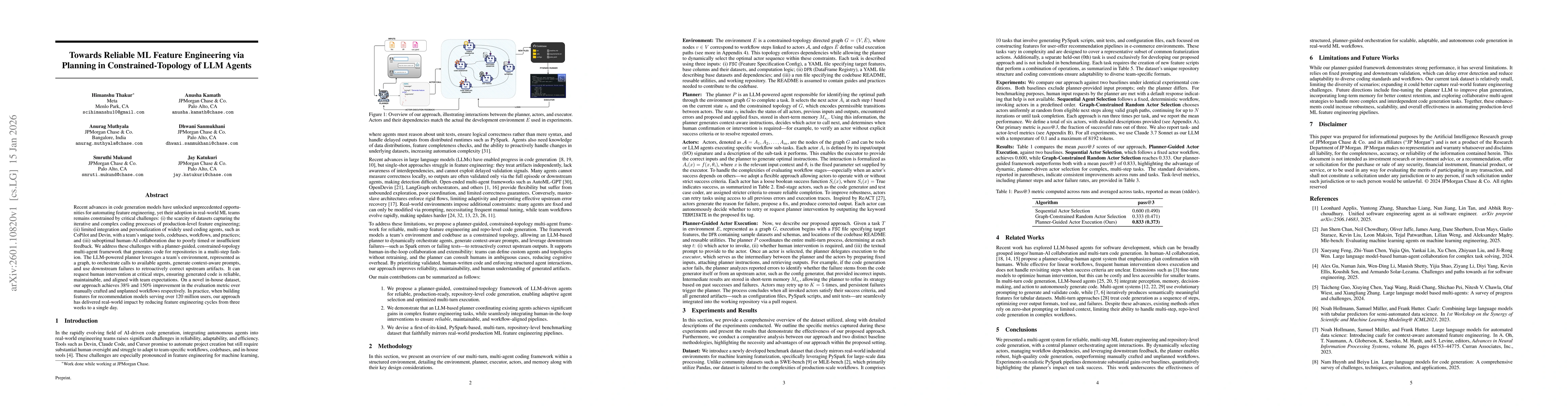 Thumbnail for Towards Reliable ML Feature Engineering via Planning in Constrained-Topology of LLM Agents