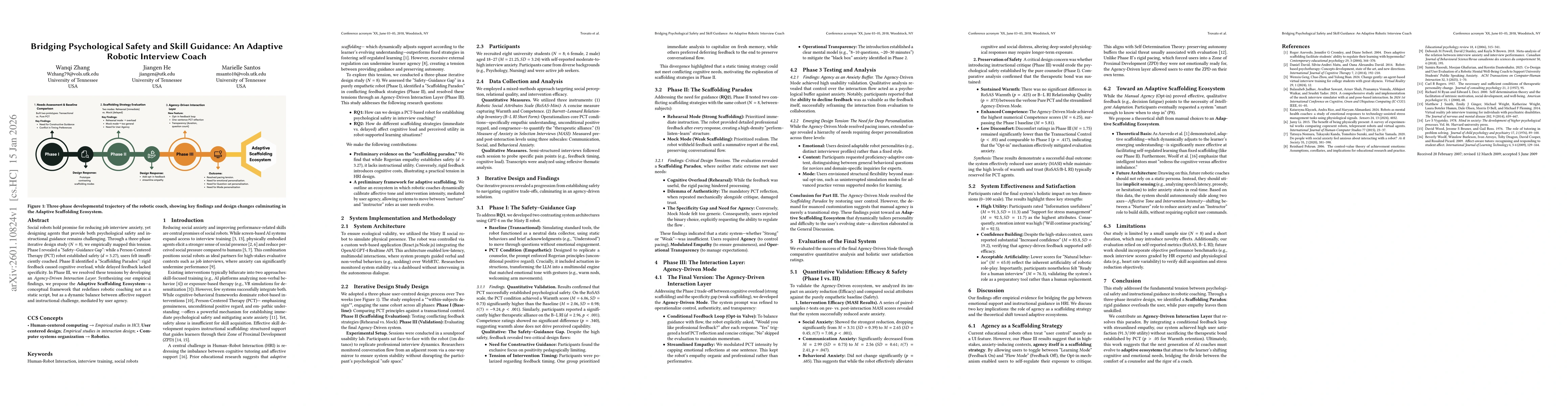 Thumbnail for Bridging Psychological Safety and Skill Guidance: An Adaptive Robotic Interview Coach