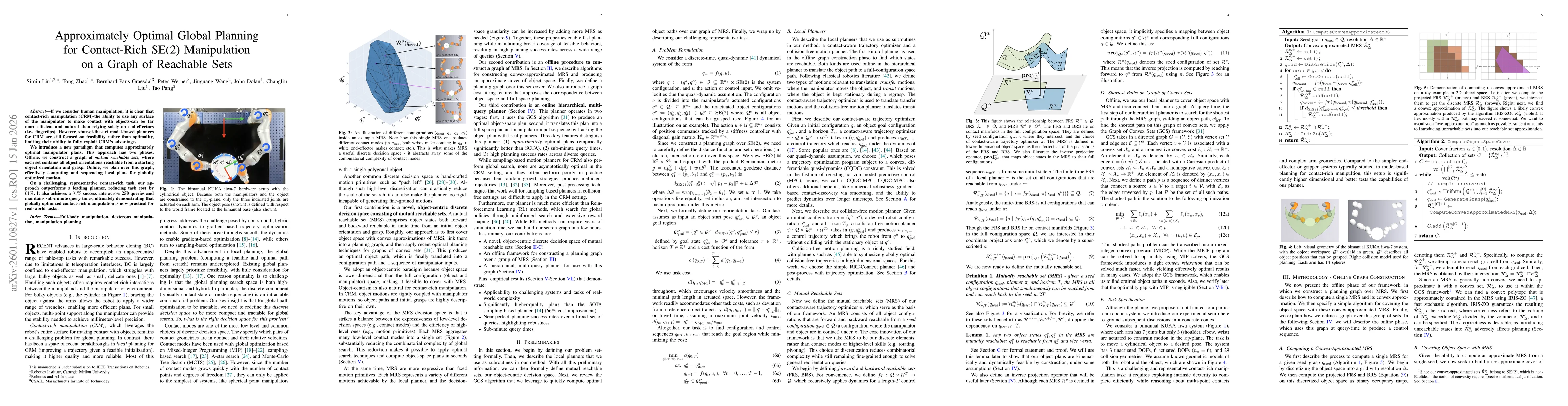 Thumbnail for Approximately Optimal Global Planning for Contact-Rich SE(2) Manipulation on a Graph of Reachable Sets