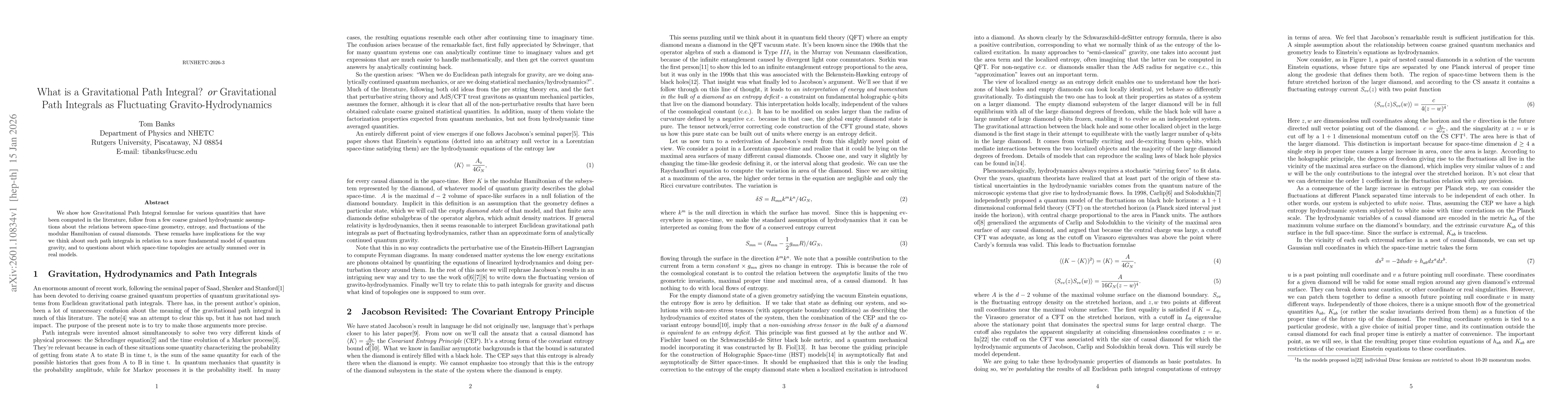 Thumbnail for What is a Gravitational Path Integral? {\it or} Gravitational Path Integrals as Fluctuating Gravito-Hydrodynamics