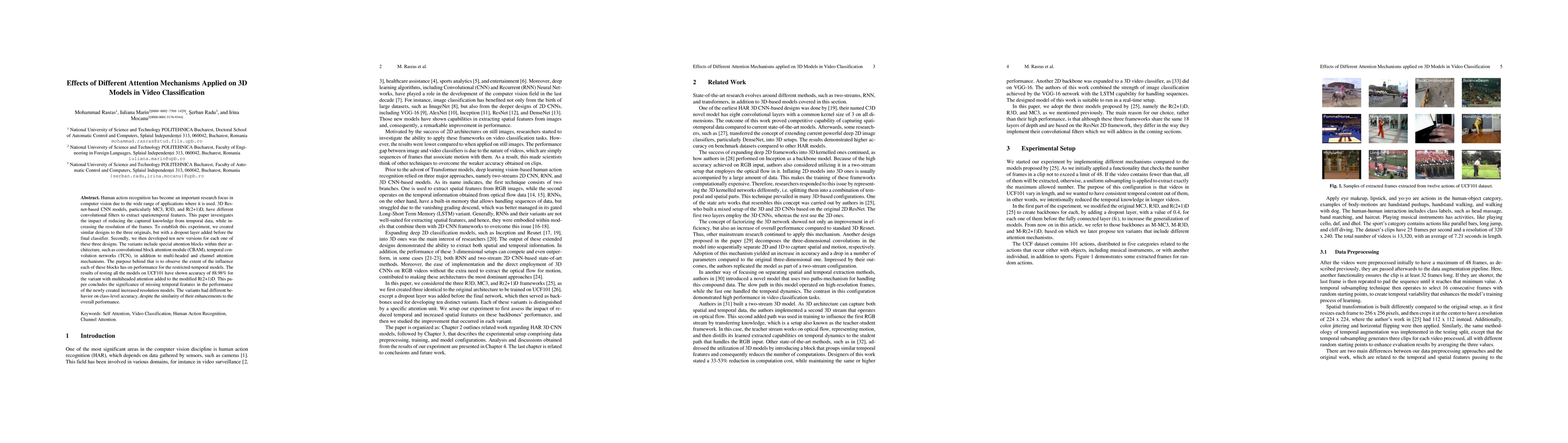 Thumbnail for Effects of Different Attention Mechanisms Applied on 3D Models in Video Classification