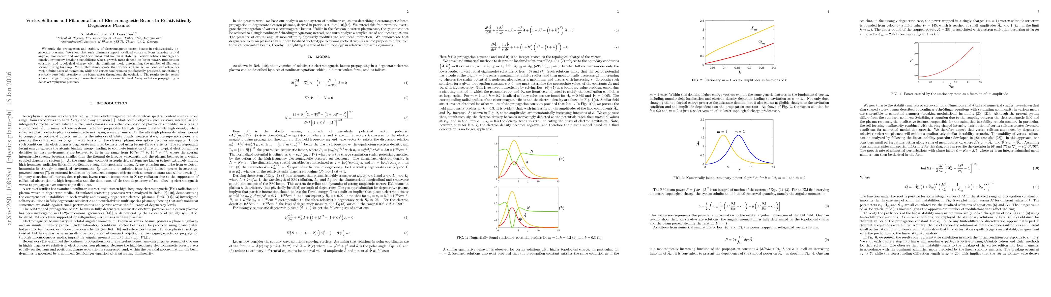Thumbnail for Vortex Solitons and Filamentation of Electromagnetic Beams in Relativistically Degenerate Plasmas