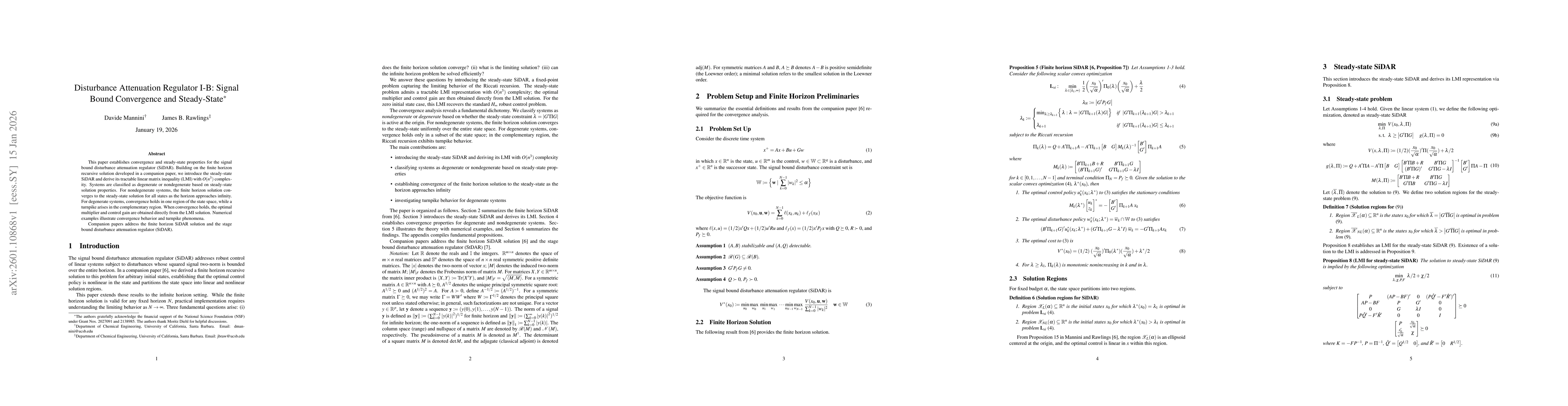 Thumbnail for Disturbance Attenuation Regulator I-B: Signal Bound Convergence and Steady-State