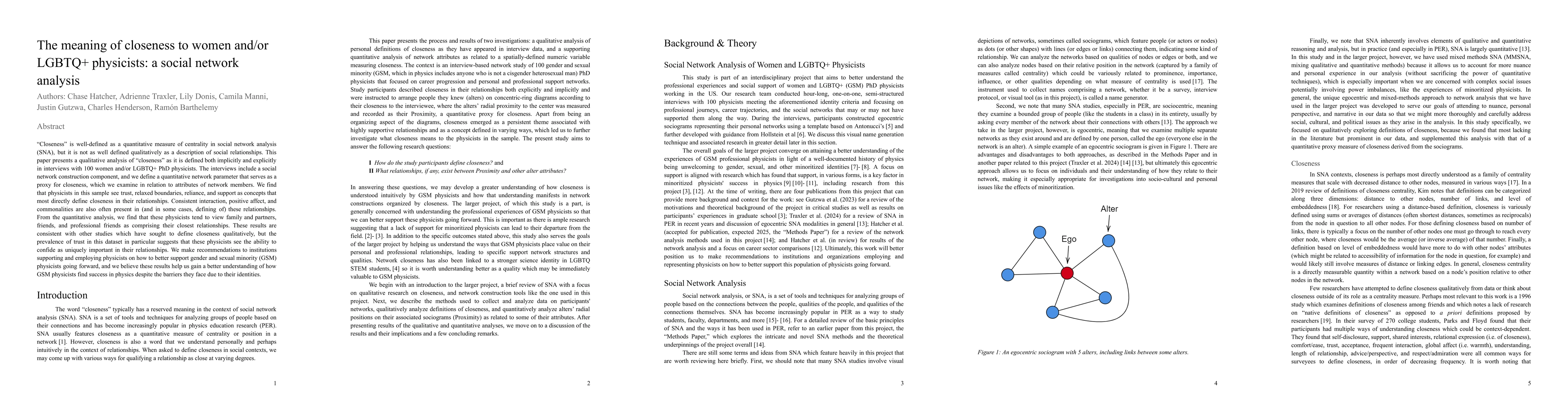Thumbnail for The meaning of closeness to women and/or LGBTQ+ physicists: a social network analysis