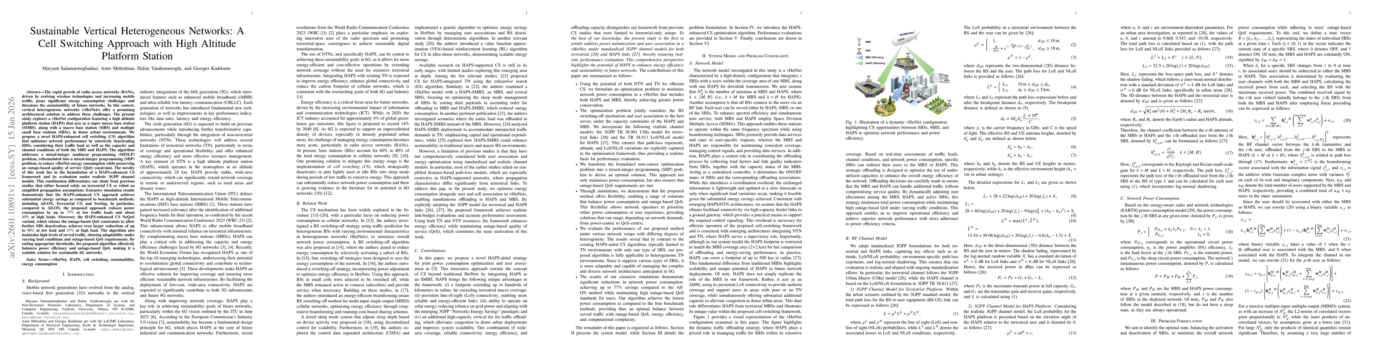 Thumbnail for Sustainable Vertical Heterogeneous Networks: A Cell Switching Approach with High Altitude Platform Station