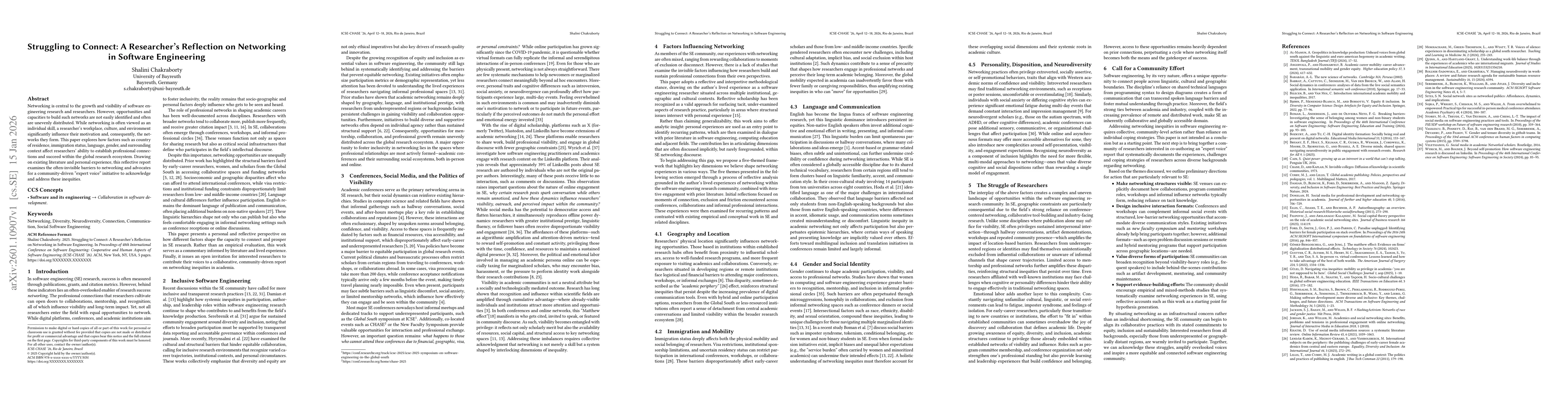 Thumbnail for Struggling to Connect: A Researchers' Reflection on Networking in Software Engineering