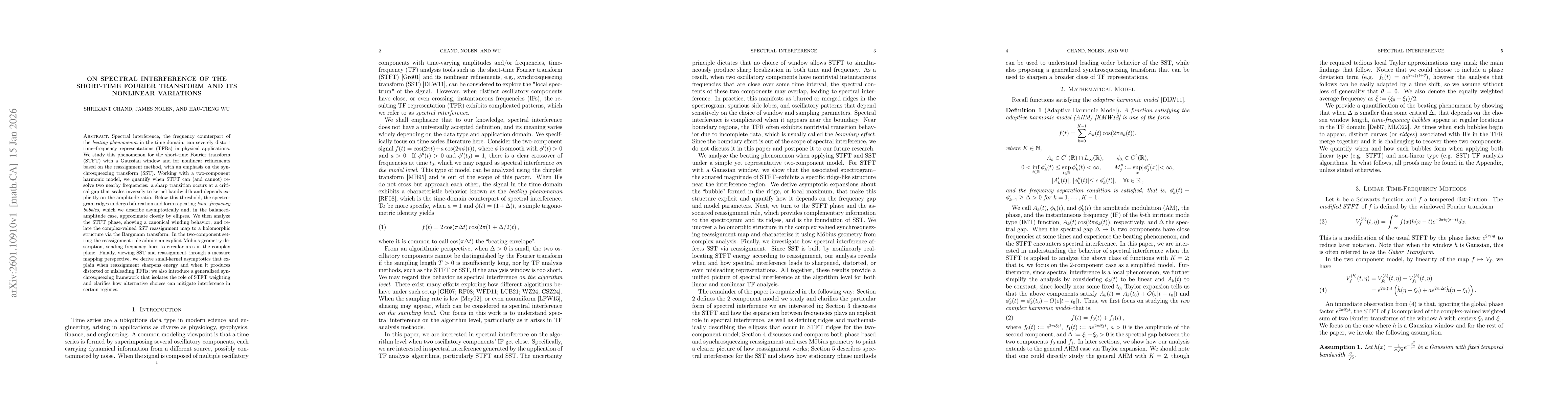 Thumbnail for On spectral interference of the short-time Fourier transform and its nonlinear variations