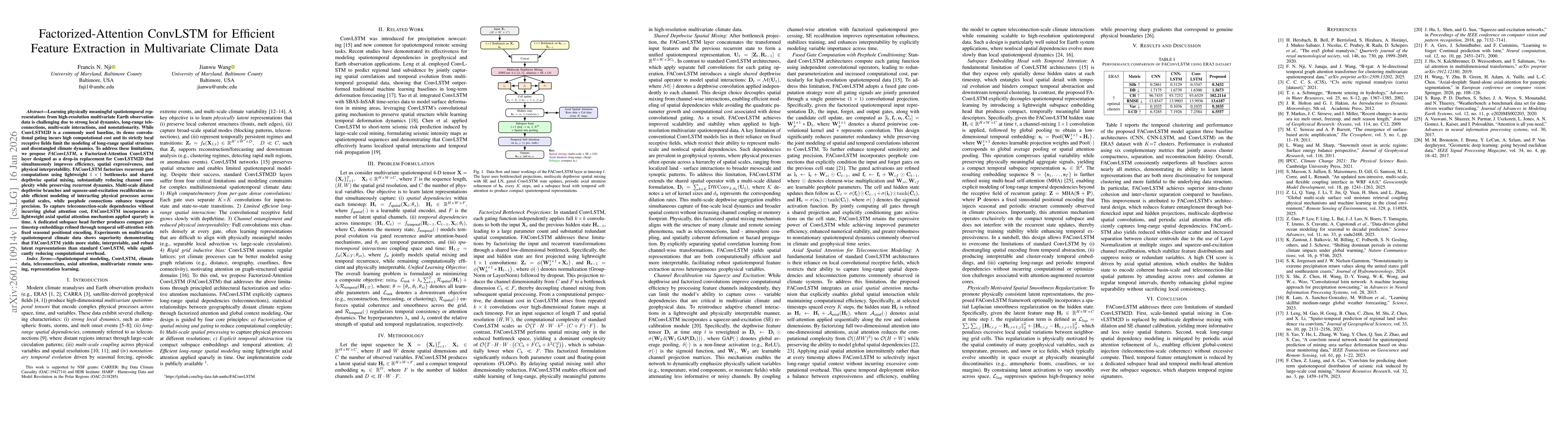 Thumbnail for FAConvLSTM: Factorized-Attention ConvLSTM for Efficient Feature Extraction in Multivariate Climate Data