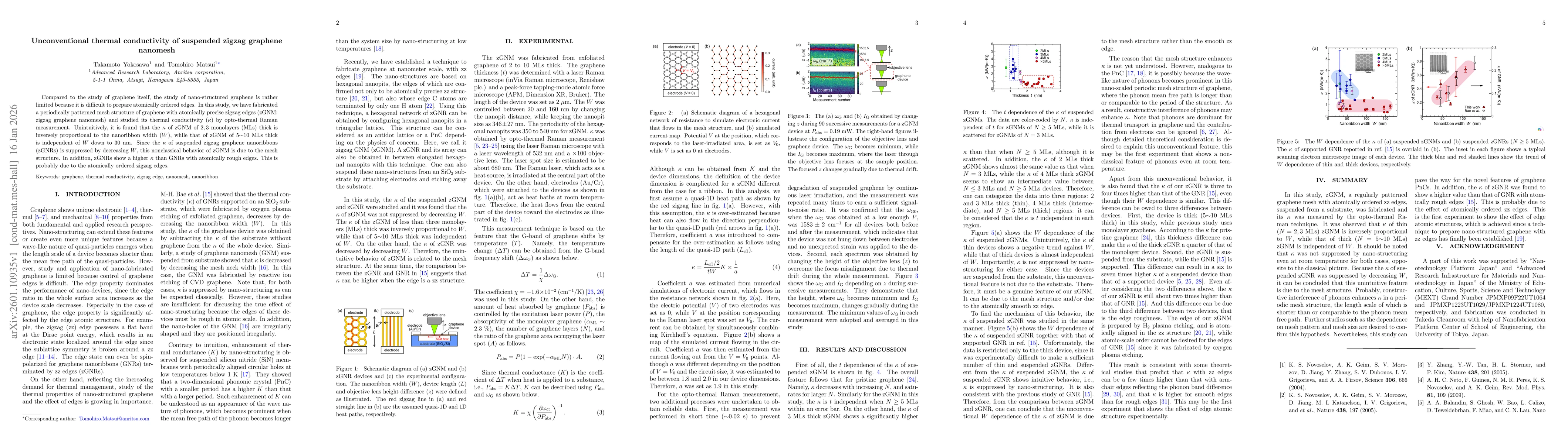 Thumbnail for Unconventional thermal conductivity of suspended zigzag graphene nanomesh