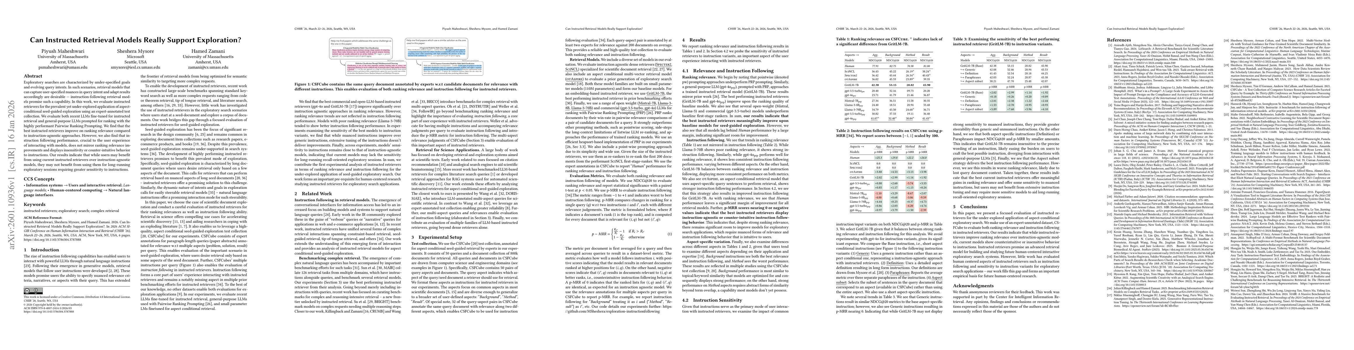 Thumbnail for Can Instructed Retrieval Models Really Support Exploration?