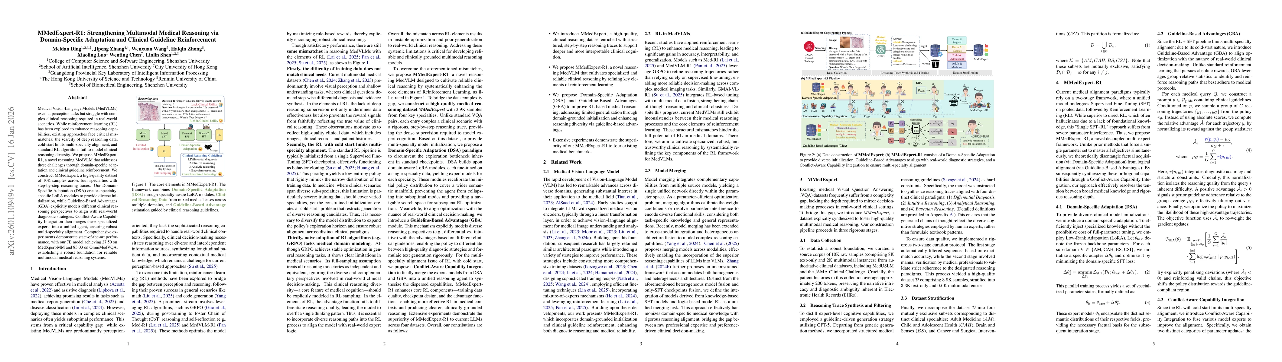 Thumbnail for MMedExpert-R1: Strengthening Multimodal Medical Reasoning via Domain-Specific Adaptation and Clinical Guideline Reinforcement