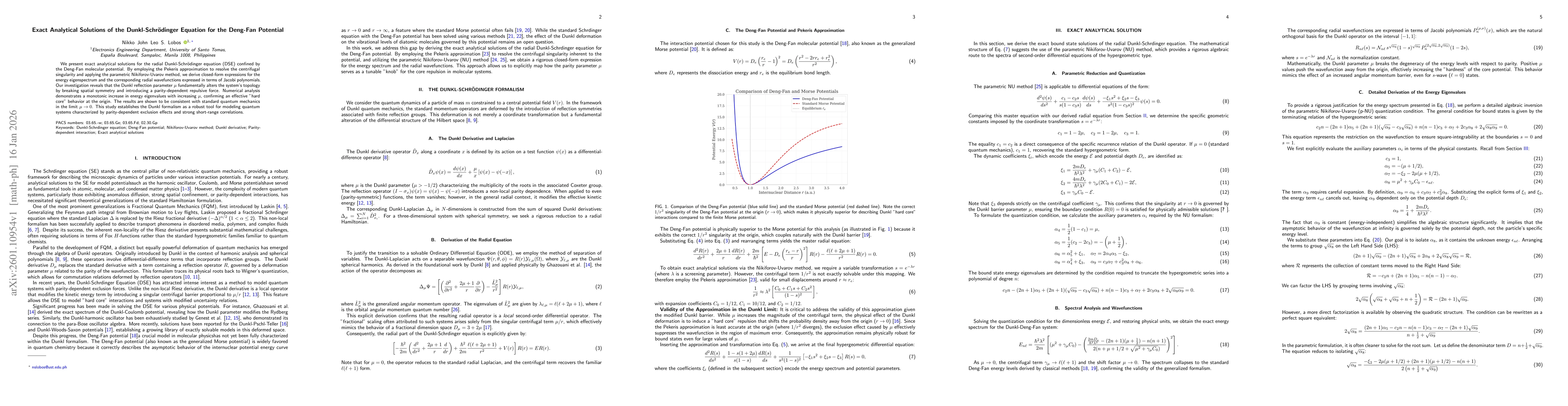 Thumbnail for Exact Analytical Solutions of the Dunkl-Schrödinger Equation for the Deng-Fan Potential