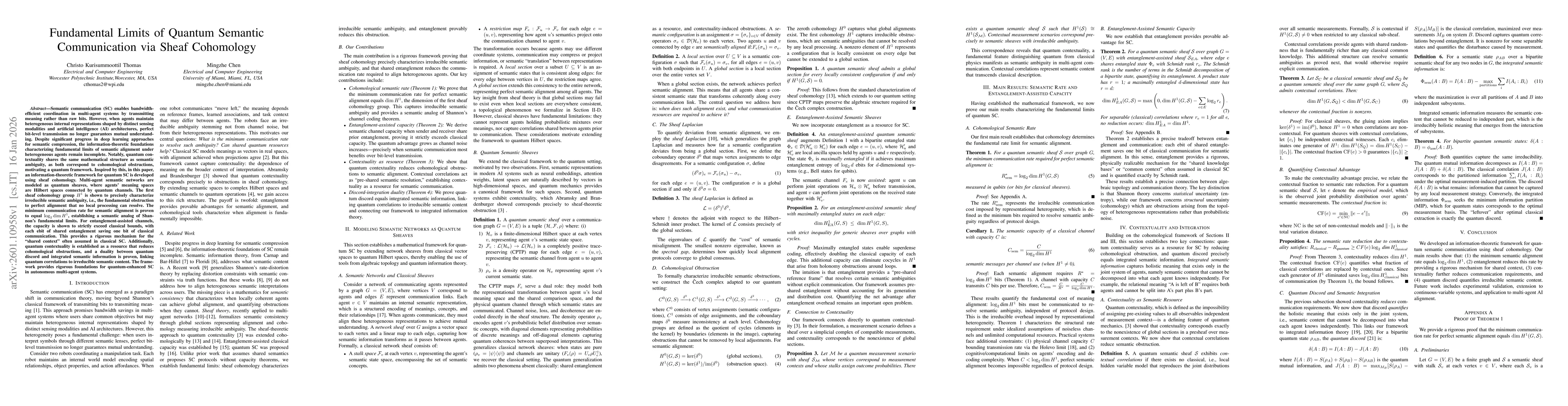 Thumbnail for Fundamental Limits of Quantum Semantic Communication via Sheaf Cohomology