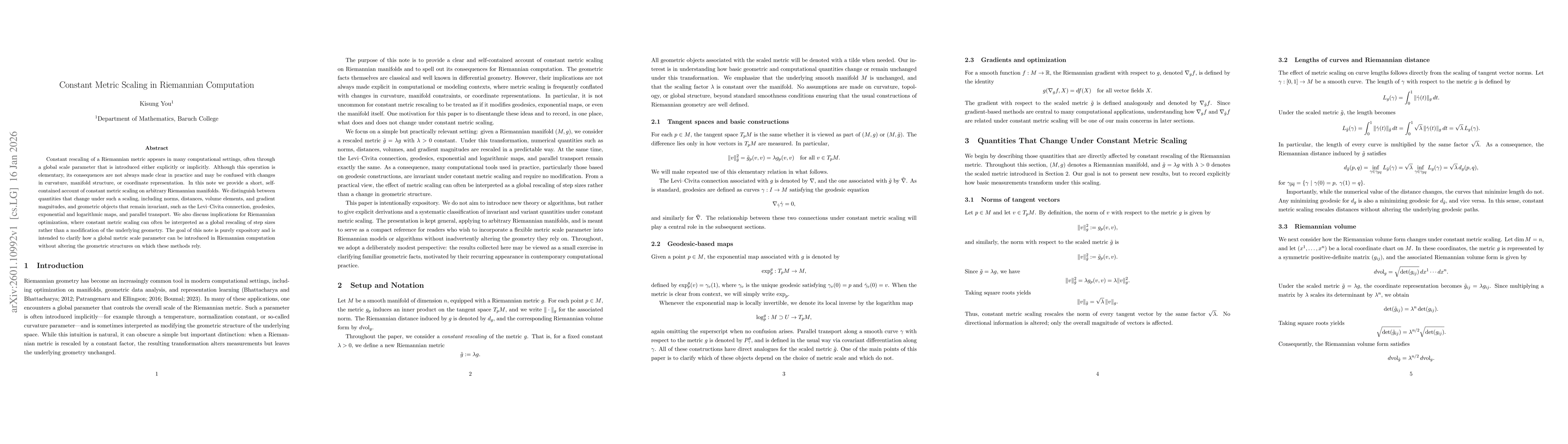 Thumbnail for Constant Metric Scaling in Riemannian Computation