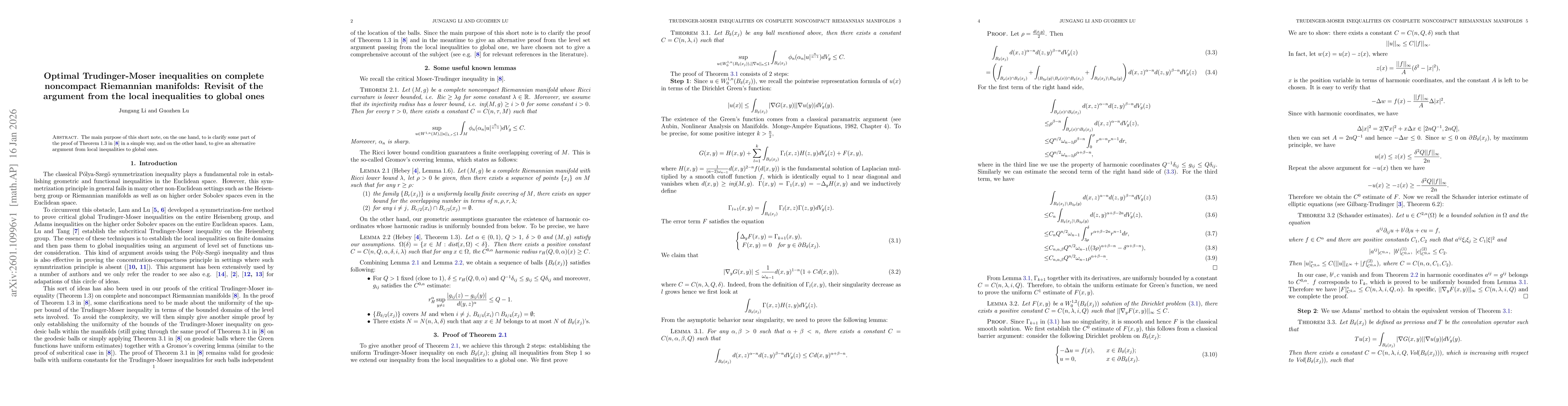 Thumbnail for Optimal Trudinger-Moser inequalities on complete noncompact Riemannian manifolds: Revisit of the argument from the local inequalities to global ones