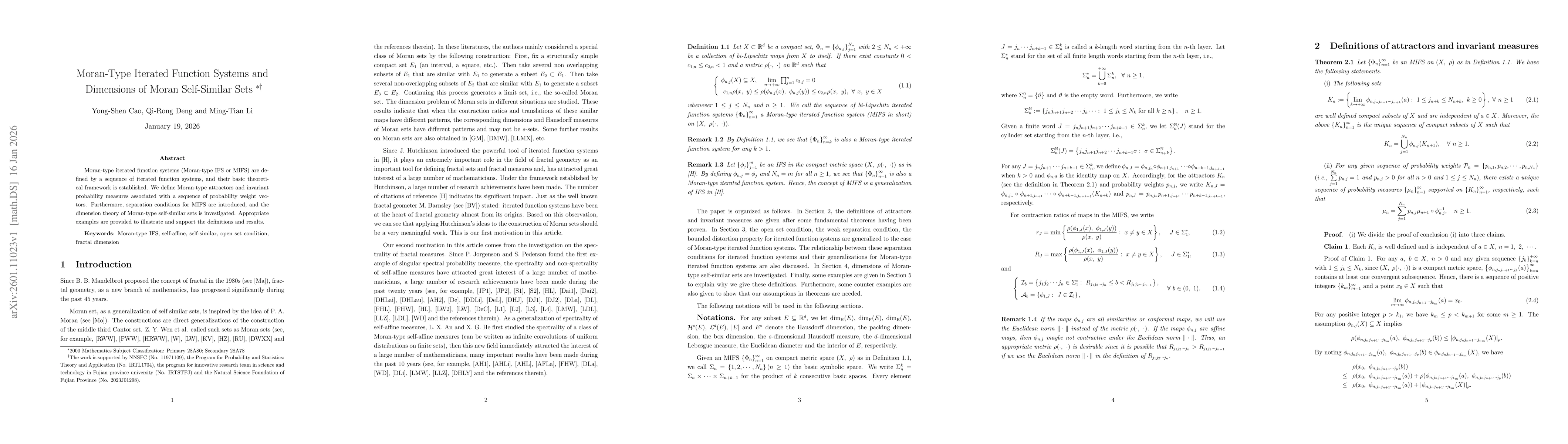 Thumbnail for Moran-Type Iterated Function Systems and Dimensions of Moran Self-Similar Sets