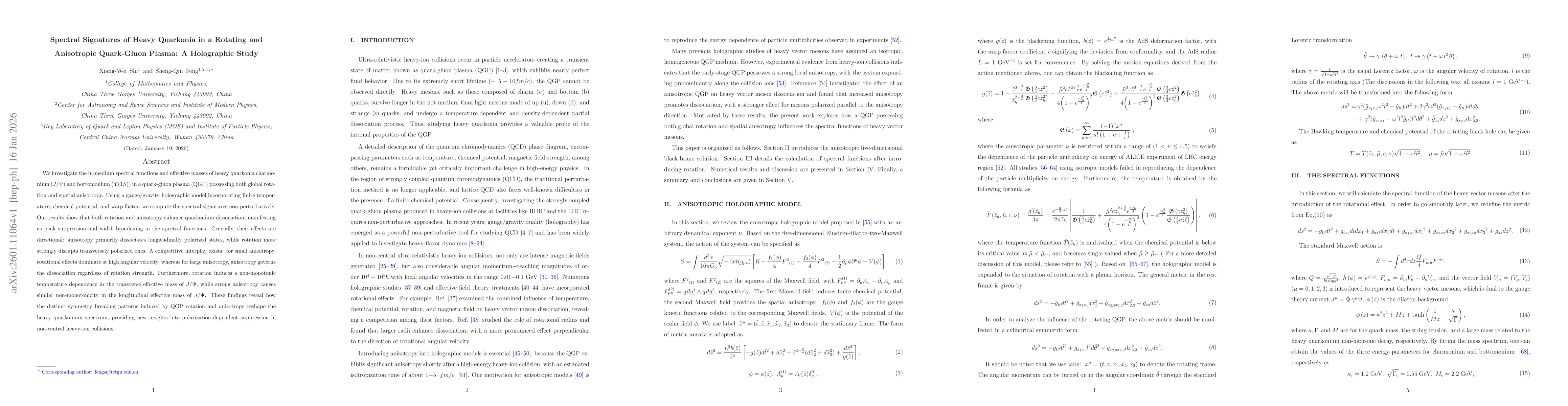 Thumbnail for Spectral Signatures of Heavy Quarkonia in a Rotating and Anisotropic Quark-Gluon Plasma: A Holographic Study