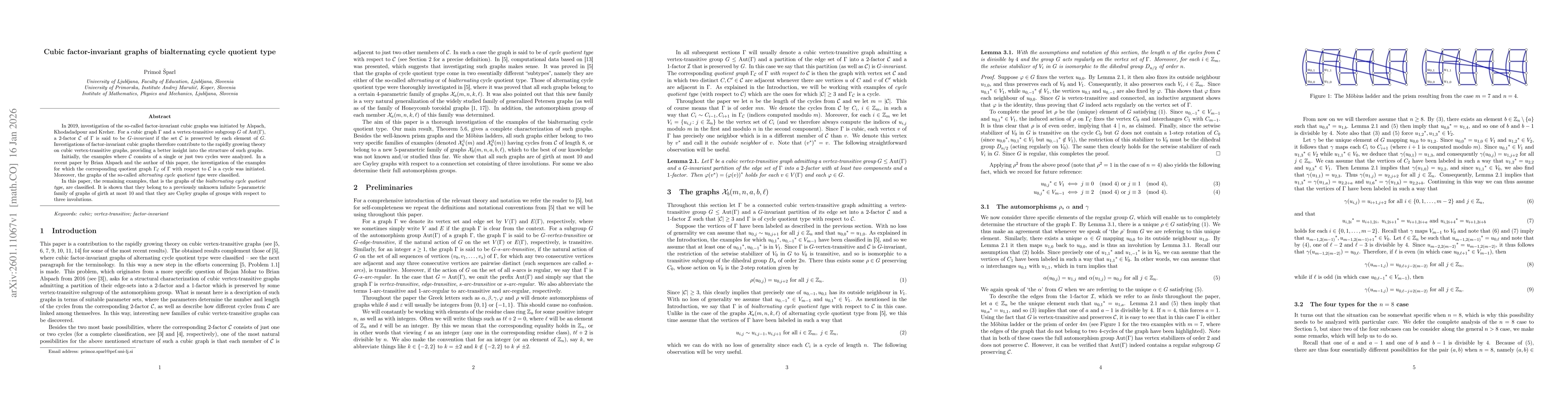 Thumbnail for Cubic factor-invariant graphs of bialternating cycle quotient type